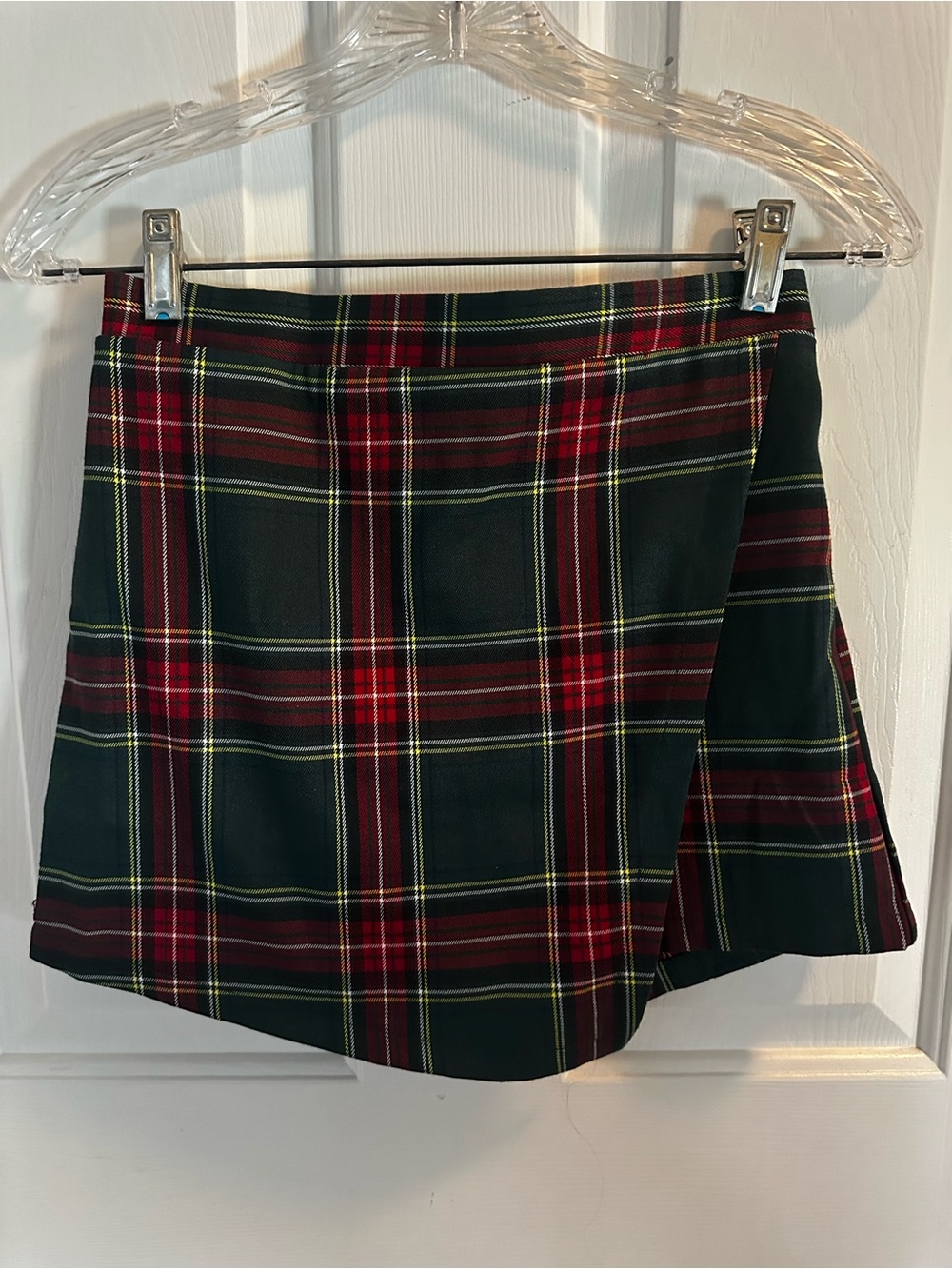 Girl’s Plaid Mini Skort - Red & Green Tartan